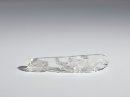 Belt clasp, Chinese, Qing 1644–1911. Shaft: lizard-dragon chilong. Rock crystal with inclusions;