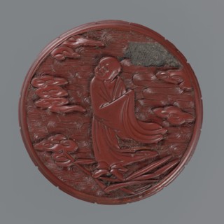Box with lid; Chinese; Qing dynasty 1644–1911; 19th century. Red lacquer with carved pattern