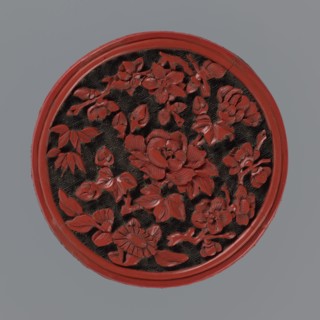 Box with lid;, Two-tone lacquer red and black lacquer inside. 19th century, Qing 1644–1911, China.