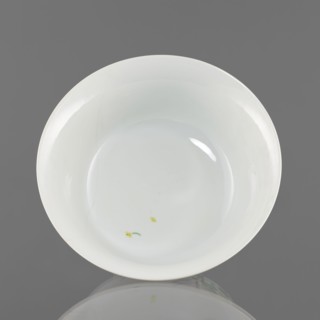 Bowl, Porcelain bowl with semicircular body widening toward the upper edge; white, transparent