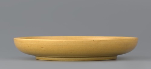 Plate;, Late 19th century, China, Qing dynasty 1644–1911. Monochromatic yellow-glazed ceramic plate