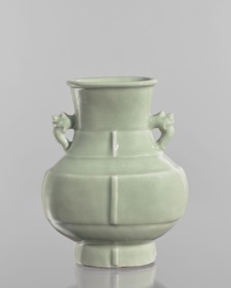 Vase, celadon glaze, Chinese, ceramic decorative vessel in Qianlong style Qing dynasty, 1736–1795.
