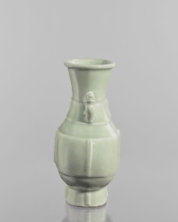 Vase; celadon ceramic decorative vessel, Chinese, Qing dynasty, Qianlong period 1736–1795;