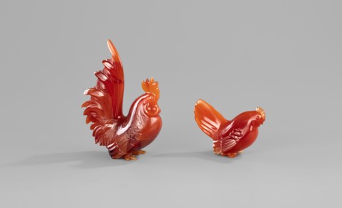 Rooster and Hen; sculptor, Chinese; Qing dynasty 1644–1911; 18th–19th century; sculpture depicting