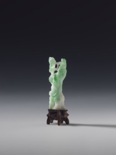 Guanyin, unknown creator; white-green jade; full sculpture, engraved; figurine of a goddess from