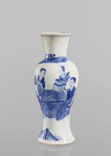 Vase, figurative scenes, ceramics, Chinese art, Chinese culture, blue and white porcelain, terraces