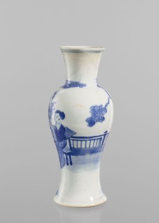 Vase, figurative scenes; ceramics; Chinese art; Chinese culture; blue-and-white porcelain; terraces