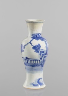 Vase, figurative scenes, ceramics, Chinese art, Chinese culture, blue-and-white porcelain, terraces