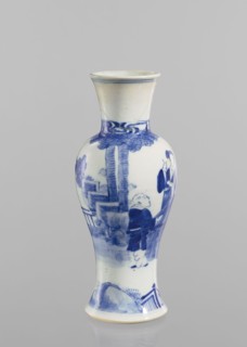 Vase, figurative scenes, ceramics, Chinese art, Chinese culture, blue-and-white porcelain, terraces