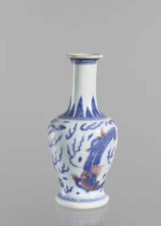Vase, blue and white porcelain, Chinese art, Qing style Qing dynasty, 1644–1911, 19th century