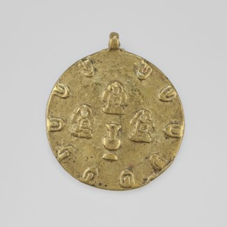 Amulet, 19th/20th century, Tibet; Tibetan Buddhist art; amulet with figural decorations; jug form;