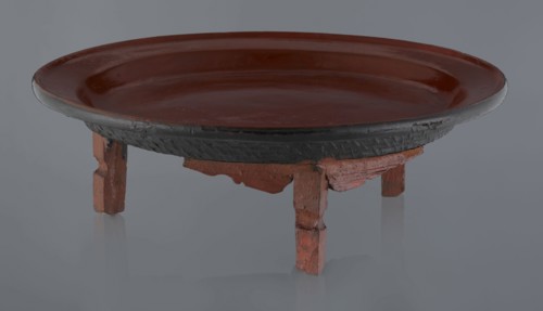 Ritual vessel, Burmese, 19th/20th century. Tray with a fluted surface showing a visible bamboo