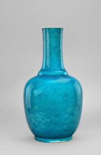 Vase, ovoid vase with a long neck, slightly widened in the lower part and at the rim, separated