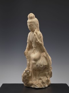 Guanyin with qilin, Chinese, Qing 1644–1911, goddess of Chinese Buddhism with unicorn qilin