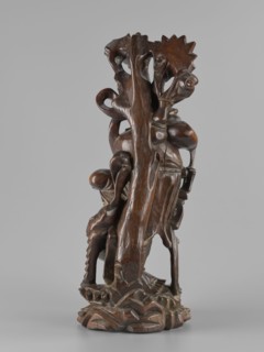 Mythical figure, unknown sculptor; Chinese and Japanese art; pine trees; mythology; beasts fantasy;