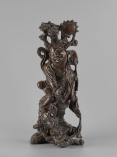Mythical figure, unknown sculptor; Chinese/Japanese art; pines; fantastical beasts; fantasy