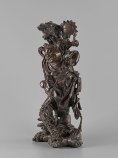 Mythical figure, unknown sculptor, Chinese and Japanese art and culture influences, pines,