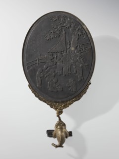 Framed oval screen, Chinese, Qing 1644–1911, depicting children and children's games. Oval screen