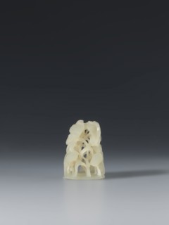 Ornament, Chinese, Ming 1368–1644, early 17th century, jade bosses, lotuses, cranes iconography,