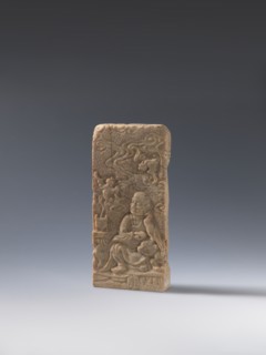 Seal stamp;, bas-relief decoration depicting bats, a lion, and an arhat; Chinese; Qing dynasty