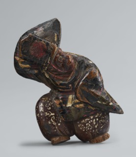 Netsuke in the shape of a sanbasô dancer; sculptor, Japanese, Edo period 18th century; ivory or
