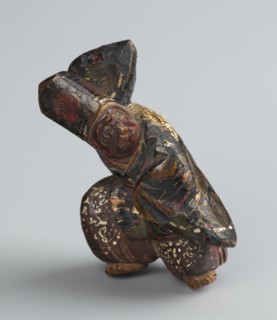 Netsuke in the shape of a sanbasô dancer;, Japanese, Edo period 18th century; material: carved