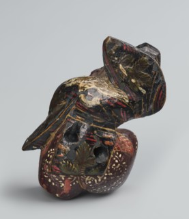 Netsuke in the shape of a sanbasô dancer;, Japanese, Edo period 18th century; netsuke figurine