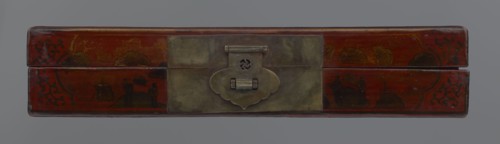 Box, Chinese, Qing 1644–1911, early 20th century. Lacquered container with staffage: boats, figural