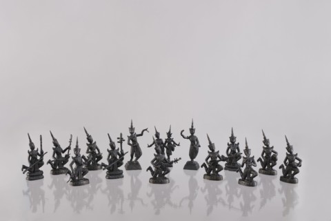Set of fourteen figurines of musicians, Southeast Asia, art of Southeast Asia, music, dance,