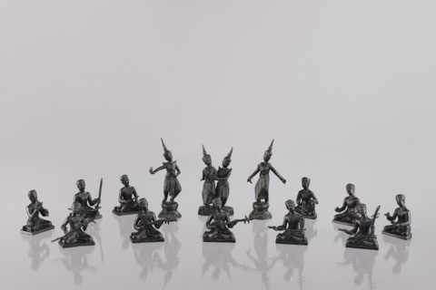 Set of fourteen figurines of musicians, Southeast Asia, art of Southeast Asia, music, dance,