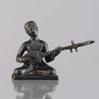 Musician figurine by, Southeast Asia culture, Southeast Asian art; subject: musicians; provenance,