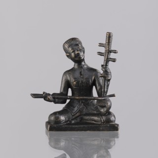 Musician figurine, Southeast Asian art; subject: musicians; culture: Southeast Asia, Cambodia;