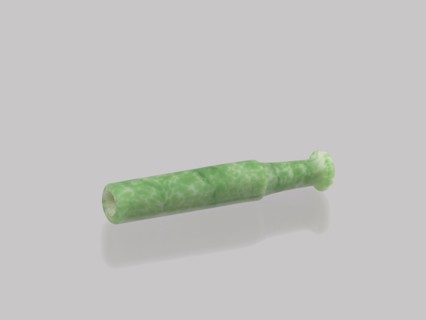 Cigarillo, Chinese, Qing 1644–1911, smoking tobacco pipe, cast glass, green and white, 19th