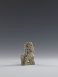 Seated lion, Chinese, lion fo iconography, Qing dynasty 1644–1911; soapstone elephantine carved and
