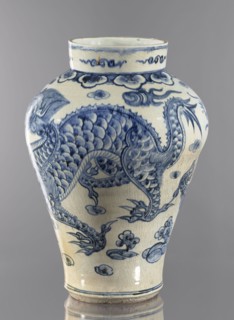 Ovoid vase with a long neck, maebyeong type Chinese: mei-ping. 18th century, Korea. Porcelain