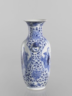 Vase, Chinese, Qing dynasty Kangxi period, 1662–1722. Ovoid blue-and-white porcelain vase with a