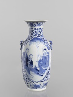 Vase, Chinese, Qing dynasty Kangxi period, 1662–1722. Ovoid blue-and-white porcelain vase with a