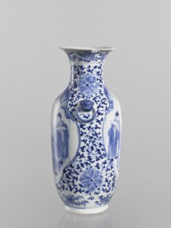 Vase, Chinese, Qing dynasty Kangxi period, 1662–1722. Blue-and-white porcelain ovoid vase with a