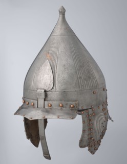 Helmet, 16th century, Turkey; Islamic, Turkish, Ottoman dynasty 1299–1922. Militaria headgear with