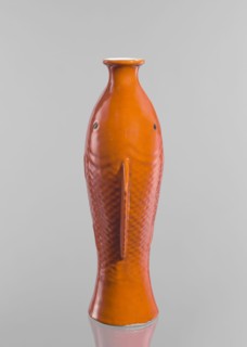 Vase in the shape of two fish, Chinese, Qing dynasty 1644–1911, ceramics, decorative vessel with