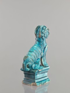 Lion fo, Chinese, Qing 1644–1911, 17th century, ceramic animal figurine lion/fo with sea green