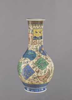 Vase, Japanese, insects, colored porcelain, butterflies, vases, floral decorations, geometric