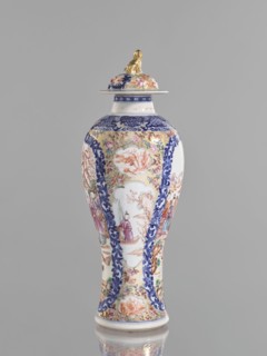 Vase with a lid, Chinese, 18th century. Porcelain vessel height 28 cm with white glaze, underglaze
