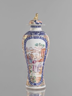 Vase with a lid, Chinese, ceramics, colored porcelain, 18th century. Vessel height 28 cm. The lid