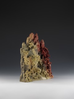 Mountain landscape with architecture on a base — bas-relief; maker:, role: craftsman; Chinese; Qing