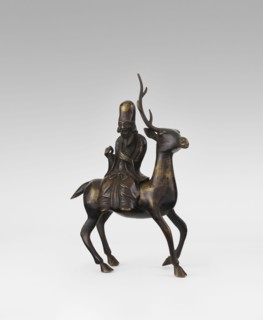 Shoulao on a deer — incense burner, sculptor unknown, Narozno Eckersdorf; deer and figurine