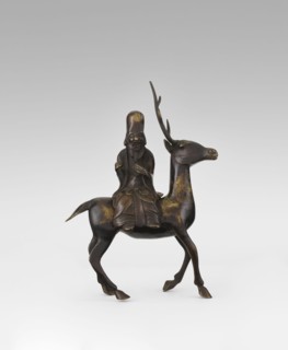 Shoulao on a deer - incense burner, unknown sculptor, deer, figurines, Chinese art, Chinese