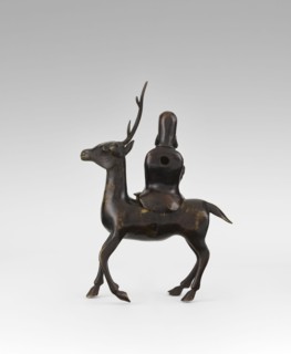 Shoulao on a deer - incense burner, unknown sculptor, deer figurine depicting Shoulao Shouxing,