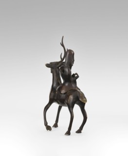 Shoulao on a deer - incense burner, deer figurine; Chinese art, Taoist sage Shoulao Shouxing