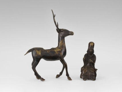 Shoulao on a deer — incense burner; creator, deer and figurines; Chinese art; Chinese culture;